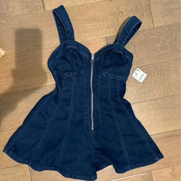 Free People Delancey Flare Denim Romper - Picture 5 of 6